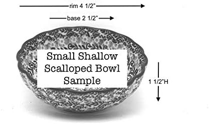 Polish Pottery Bowl - Shallow Scalloped - Small - Forget-Me-Knot...