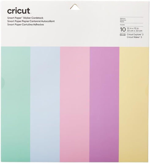 Cricut Smart Paper Sticker Cardstock - 10 Sheets - 13in x 13in - Adhesive Paper for Stickers - Compatible with Cricut Explore 3/Maker 3 - Pastels...