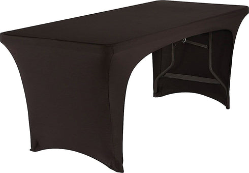 Iceberg iGear Stretch Fabric Open-Sided Table Cover, Fits 6' Table, Polyester/Spandex, Black, 30" W x 72" L...