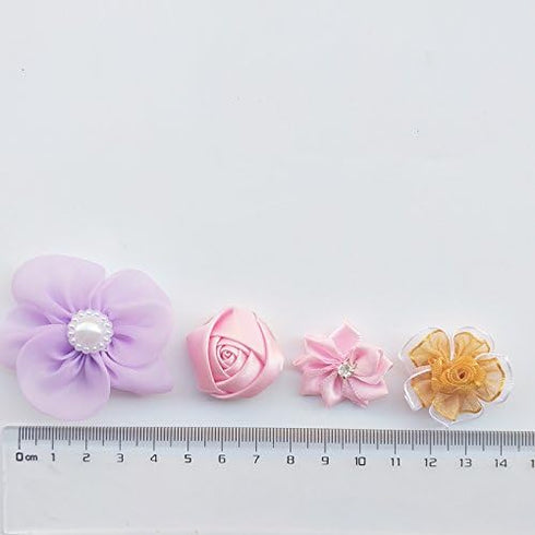 Chenkou Craft Mix Bulk 50pcs Ribbon Flowers Bows Craft Wedding Ornament Appliques A0241...