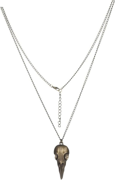 Cathercing Crow Skull Pendant Necklace for Men on Halloween Boys Skull Necklace Chain Jewelry Necklaces for Women Festival Ornament (Bronze)...