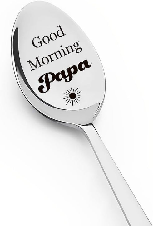 Papa Gifts from Grandkids Good Morning Papa Spoon Gifts for Grandpa Birthday Gifts from Granddaughter Grandson to Grandfather Christmas Gifts for ...