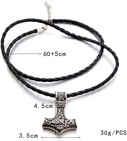 Nordic Vikings Thor's Hammer Necklace Animal Viking Mjolnir Pendant Necklace Talisman VKXL128...