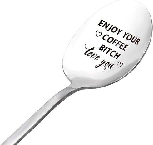 Funny Coffee Spoon Gifts for Coffee Lover Best Friend Besties Birthday Gifts for Friends Women Girls Wife Girlfriend Birthday Gift for Women Bitch...