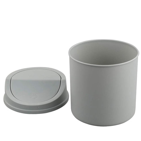 2 Liter Mini Desktop Trash Can with Swing Lid Tiny Garbage Can Trash Bin (Grey)...