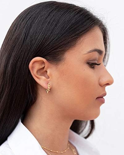 Mevecco Gold Dainty Huggie Hoop Earring,18K Gold Plated Cute Tiny Drop Ball Hoop Earrings for Women (ball)…...