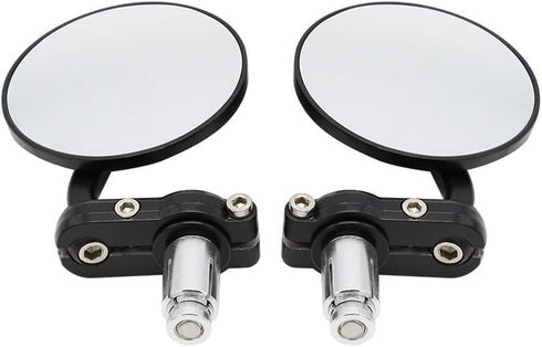 Universal Black 3" Round 7/8" Handle Bar End Rearview Convex Mirrors Inceased Vision Side for For Harley Davidson Honda Indian Kawasaki Suzuki Tri...