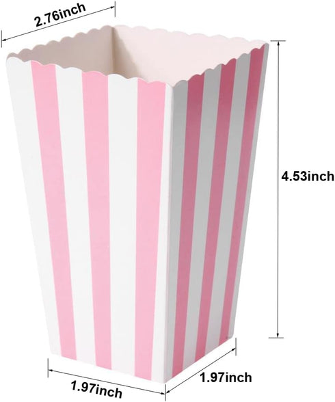 24pcs Mini Paper Popcorn Boxes Candy Container for Party Favor Supplies (Pink-Striped)...