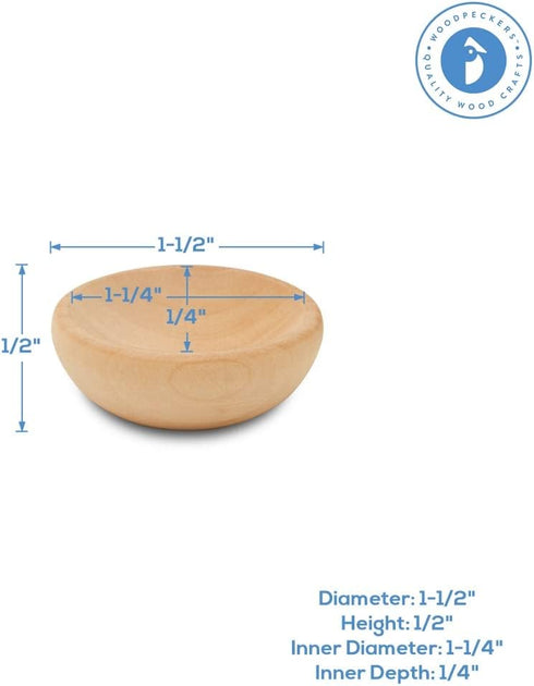 Mini Wooden Bowl 1-1/2", Pack of 10 Small Wooden Bowls for Charcuterie and Decorating Wooden Sorting and Stacking Bowl, by Woodpeckers...