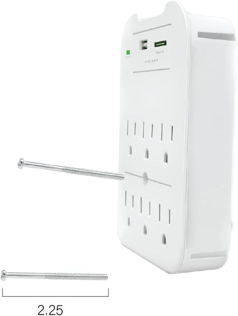 Multi Plug Surge Protector, 6 Outlet with 2 USB A and C Charging Ports 2.4 A ETL Certified Tech2 Multi Outlet for Home, School, Office......