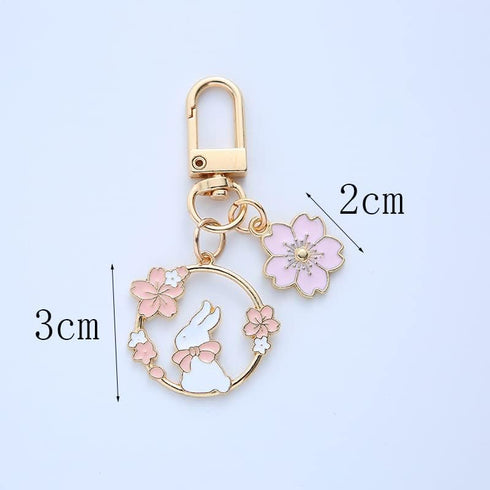Fuqimanman2020 Cute Sakura Rabbit Keychain Kawaii Flower Rabbit Carrot Peach Mushroom Keychain For Women Easter Gift...