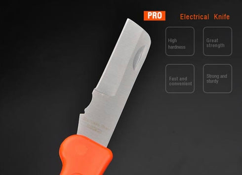 Edward Tools Electrician Straight Blade Knife - Lockback Folding Design Utility Knife - Stainless Steel Knife Cable Stripping, Cutting Insulation,...