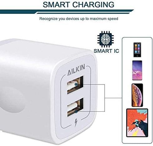 ?5Pcs? USB Plug, Wall Charger Fast Charging Block, Power Adapter Cube 2 Port Charge Travel Brick Cell Quick Chargers Box cargador for iPhone 14 13...