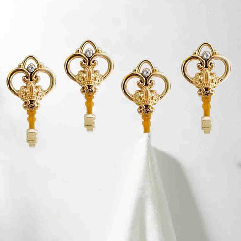Crown Curtain Wall Hook Household Clothes Hanging Hook Window Drapery Medallion Holdbacks, Curtain Tiebacks, Wall Hook, Tassel Holder 1 Double (Go...