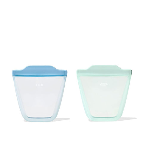 OXO Tot Silicone Reusable Bags – 2 Piece Cup Set - Opal and Dusk...