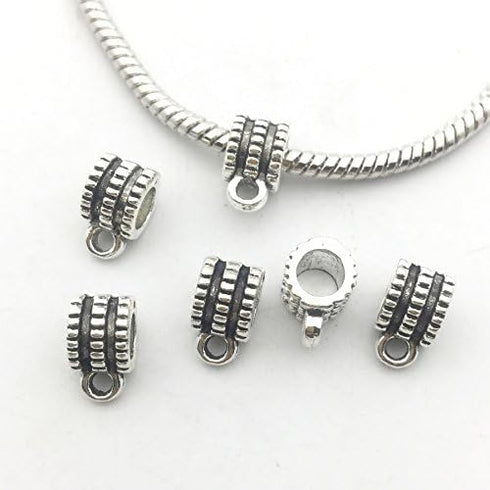 100g (About 125pcs) Mixed Tibetan Tube, Spacer Bail Bead Hanger Fit Charm European Bracelet Pendant (Antique Silver), 125...
