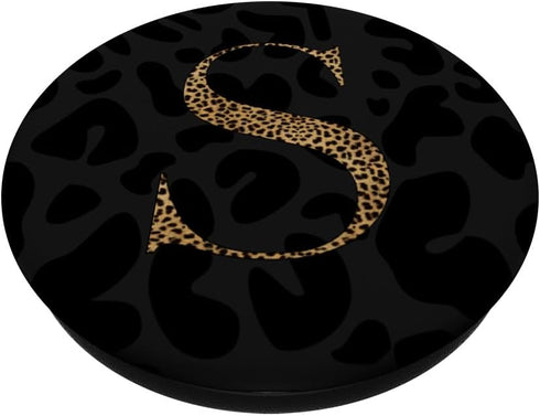 Leopard Cheetah Animal Print Alphabet Monogram with Letter S PopSockets PopGrip: Swappable Grip for Phones & Tablets PopSockets Adhesive PopGrip...