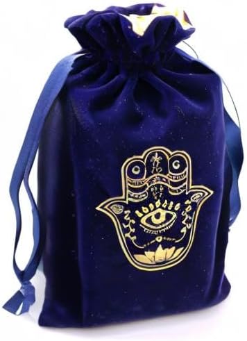 ARTSY CRAFTS 6x9" Hamsa Hand Velvet Jewelry Pouch Gift Bags, Fatima Hand Evil Eye Velvet Drawstring Oracle Tarot Card Rune bags Dice Bag (Royal Bl...