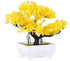 Mini Artificial Bonsai Tree Plants with Plastic Cement Pots for Home Office Décor (Yellow)...