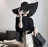 1Pcs Women Wide Brim Straw Hat Foldable Beach Floppy Sun Hat Black...