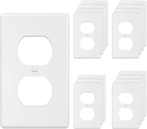 1-Gang Duplex Outlet Wall Plate Cover for Electrical outlets Unbreakable Polycarbonate Thermoplastic Outlet Cover Plate Receptacle Cover, Light Sw...