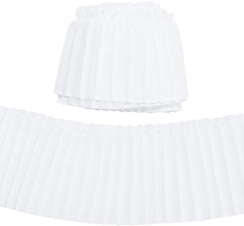 FINGERINSPIRE 5 Yards Ruffled Lace Trims Ribbon 3-1/4 Inch Wide White Polyester Chiffon Fabric Lace Pleated Gathered Fabric Ribbon for Garment Ext...