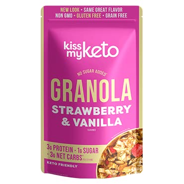 Kiss My Keto Granola Cereal – Strawberry Vanilla Keto Granola Low Carb Cereal (2g-Net) Low Sugar Granola (1g) – Grain Free Granola Keto Cereal, Gl...