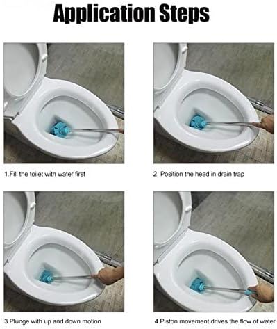 HOMEGOAL Toilet Plunger, Siphon Type Toilet Clog Remover, Flexible Rubber Head Stainless Steel Handle, Toilet Dredge Tool, Squeegee (Blue)...