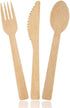 Bamboo Utensils - Natural Disposable Wooden Cutlery for Party, Eating, Camping, Picnic, Wedding, Birthday - Compostable Silverware - 8 Spoons, 8 F...
