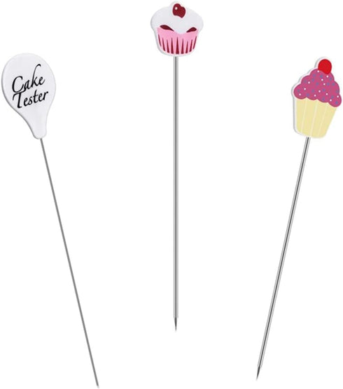 3Pcs Stainless Steel Cake Tester Reusable Metal Cake Probe Cake Testing Needle Home Bakery Muffin Bread Cake Tester Probe Skewer Pin Needle Kitche...