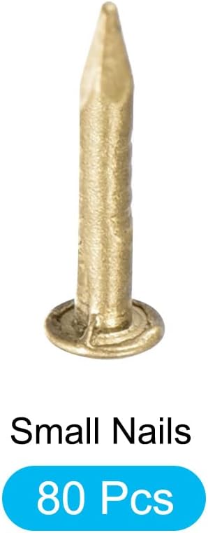 Small Nails (1.2x8mm) 80pcs, Brass Tiny Hardware Nails - for Household Woodworking, Brass Tone...
