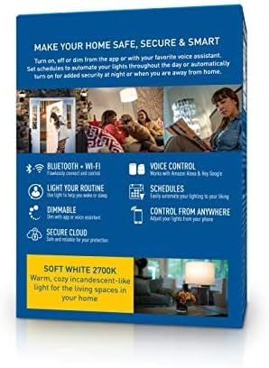 Cree Lighting Connected Max Smart Led Bulb A19 60W Tunable White + Color Changing, 2.4 Ghz, Compatible with Alexa and Google Home, No Hub Required...