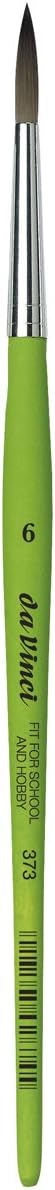 da Vinci Student Series 373 Fit for School and Hobby Paint Brush, Round Elastic Synthetic with Green Matte Handle, Size 6...