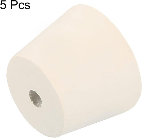 MECCANIXITY Rubber Tapered Plug 32mm to 42mm with 8mm Hole Test Tubes Bungs Stopper White for Lab Home 5 Pieces...