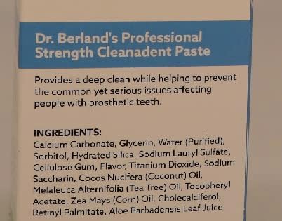 Dr. B Dental Solutions Cleanadent Denture and Gum Toothpaste, ADA Accepted All-Natural Denture Toothpaste for Adults - Removes Odors, Stains and A...