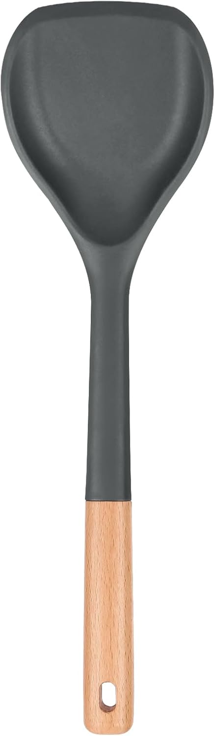 Nonstick Silicone Spatula, Non Scratch Flexible Edge for Pans, Slip Resistant comfortable Wooden Handle, Heat Resistant BPA-Free Kitchen Spatulas ...