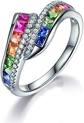 925 Sterling Silver Fashion Natural Ruby Sapphire Emerald Ring 18K Gold Plated Diamond Rainbow Gemstone Women's Ring CZ Eternity Engagement Weddin...