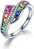 925 Sterling Silver Fashion Natural Ruby Sapphire Emerald Ring 18K Gold Plated Diamond Rainbow Gemstone Women's Ring CZ Eternity Engagement Weddin...