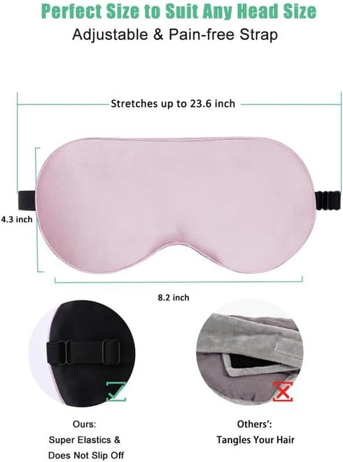 BeeVines Sleep Mask, 2 Pack 100% Real Natural Pure Silk Eye Masks with Adjustable Strap for Sleeping, Mulberry Silk Eye Sleep Shade Cover, Block L...