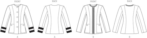 Vogue Misses' Lined Semi-Fitted Collarless Jackets Sewing Pattern Packet, Design Code V2015, Sizes 18-20-22-24-26, Multicolor...