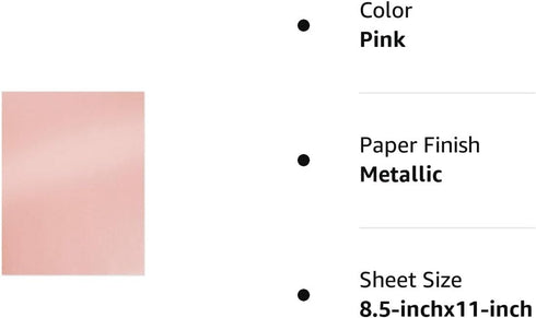 Pink Metallic Paper - 100-Pack Light Pink Shimmer Paper, Paper Crafting Supplies, Perfect for Flower Making, Ticket, Invitation, Stationery, Scrap...