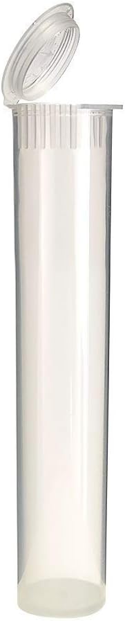 W Gallery 10 Clear 116mm OPEN CAP Pop Top Tubes - Airtight Smell Proof Containers - Plastic Medical Grade Prescription Bottles for Pills Herbs Flo...