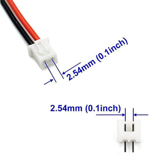 15Pairs jst Connector Kit 2.54mm 2 Pin 10cm Silicone Wire Cables Balance Plug Lead Socket Male and Female Connector for Bluetooth Headset Toys......