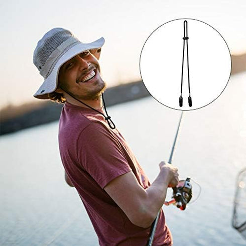 SATINIOR 2 Pieces Adjustable Hat Strap Clips with Cord Locks for Golfing, Fishing and Other Sports...