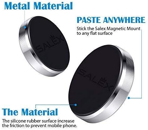 Magnetic Phone Mounts 2 Pack with 3M Adhesive. Black Flat Cell Phone Holder for Car Dashboard, Truck, Wall, Mirror, Table. Universal Low Profile S...