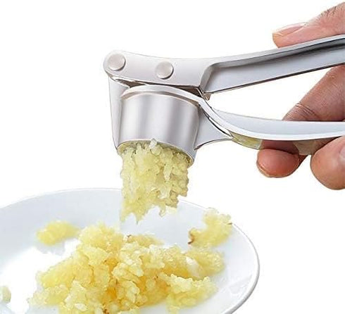 Garlic Press Mashed Garlic Crusher Peeler Chopper Garlic Puree Maker Heavy Duty Stainless Zinc Alloy...