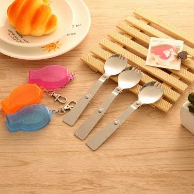 3Pcs Foldable Muti-function Stainless Steel Spork,Camping Traveller Sporks?Flatware Cutlery Spoon Fork with Carrying Case...