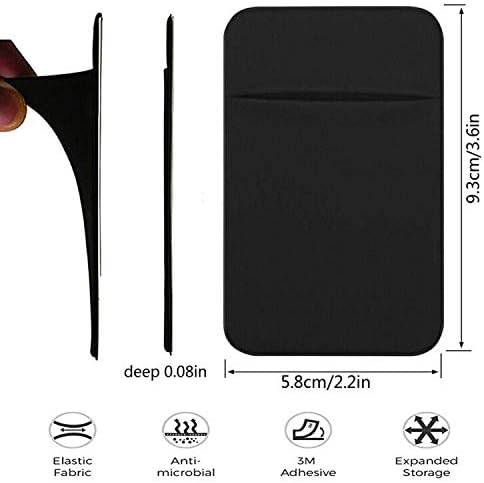 ACKLLR 3 Pack Cell Phone Card Holder with Adhesive Sticker for Back of Phone, Stretchy Fabric Card Sleeves ID Credit Card Pocket Stick On Wallet f...