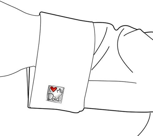 I Love My Dad Cufflinks Red Heart Square Cuff Link For Men Shirt Cuff link Gift For Father Daddy Stainless Steel Enamel...