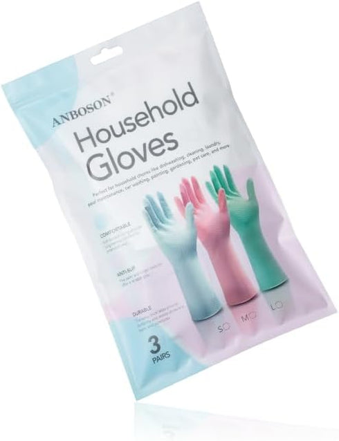 Latex Dish-Washing Cleaning-Gloves Rubber for Housework, Kitchen, Bathroom, Non-Slip, Reusable 14mil DishWashing Gloves with Flocked Liner...